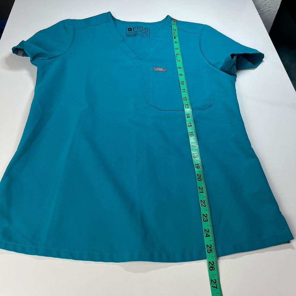 FIGS Catarina One-Pocket Scrub Top Women XS Teal V-Neck Short Sleeve Technical - Picture 5 of 7